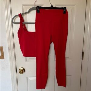 CRZ YOGA Red Women's Leggings and Top Set